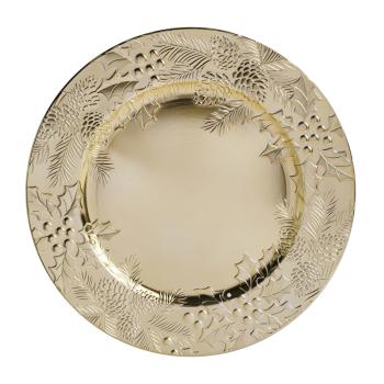 PLASTOVÝ PODNOS, OKRÚHLY, VZOR IMELO, ZLATÝ