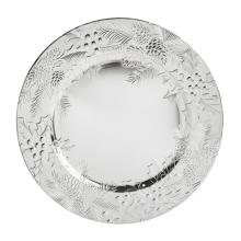 PLASTOVÝ PODNOS, OKRÚHLY, VZOR IMELO, STRIEBORNÝ