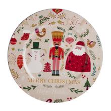 PLASTOVÝ PODNOS, KRUHOVÝ, SO SNEHULIAKOM, LUSKÁČIKOM, SANTOM, NÁPISOM MERRY CHRISTMAS