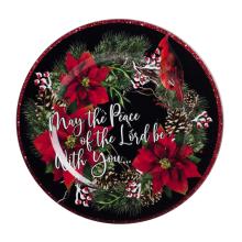 PLASTOVÝ PODNOS, OKRÚHLY, POINSETTIA, ČIERNY