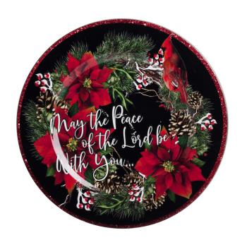 PLASTOVÝ PODNOS, OKRÚHLY, POINSETTIA, ČIERNY