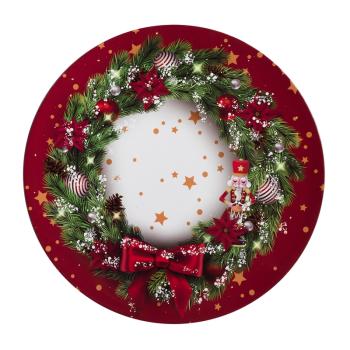 PLASTOVÝ PODNOS, OKRÚHLY, VIANOČNÝ VENIEC, ČERVENÝ