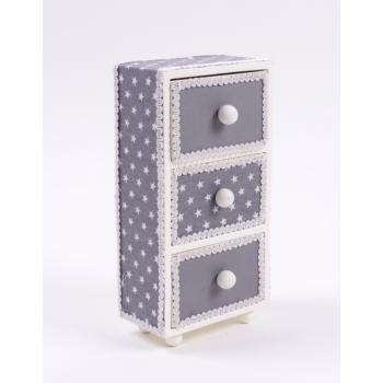 POLYRESINOVÁ ŠPERKOVNICA, 3 ZÁSUVKY, SIVÁ HVIEZDA
