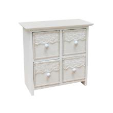 DREVENÁ ŠPERKOVNICA, 4 ZÁSUVKY, BIELA ČIPKA