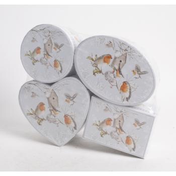 PAPIEROVÁ ŠPERKOVNICA SO 4 KUSMI VTÁČIEHO VZORU