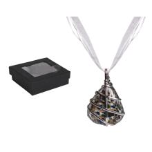 NÁHRDELNÍK ZO SKLA A KOVU "SHELL", ZELENÝ