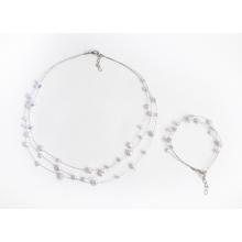 SÚPRAVA NÁHRDELNÍKA A NÁRAMKU Z DRÔTU, KORÁLKOVÁ, FIALOVÁ