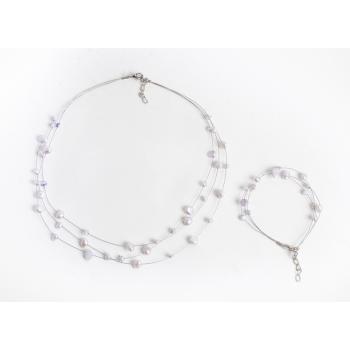 SÚPRAVA NÁHRDELNÍKA A NÁRAMKU Z DRÔTU, KORÁLKOVÁ, FIALOVÁ