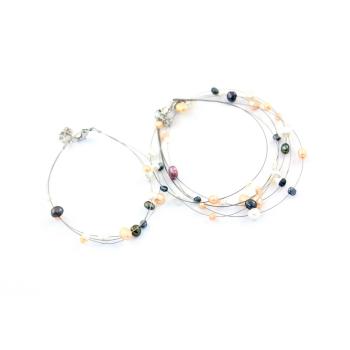 SÚPRAVA NÁHRDELNÍKA A NÁRAMKU Z DRÔTU, KORÁLKOVÁ, FAREBNÁ