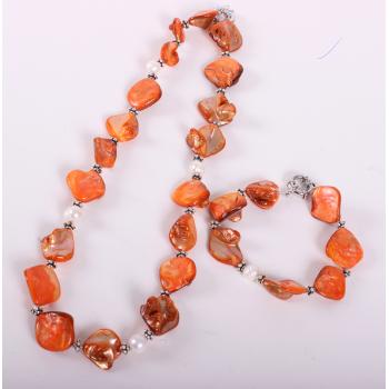 SÚPRAVA NÁHRDELNÍKA A NÁRAMKU, "KAGYLÓCHIPS", ORANŽOVÁ