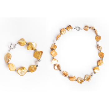 SÚPRAVA NÁHRDELNÍKA A RETIAZKY NA RUKU, "KAGYLÓCHIPS", ŽLTÁ