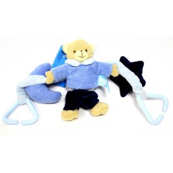 PLYŠOVÁ HRAČKA PRE BÁBIKY, PRÍVESOK, HRKÁLKA S MODRÝM MEDVEDÍKOM