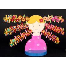 DREVENÁ SPONA DO VLASOV PRE DETI, FAREBNÁ