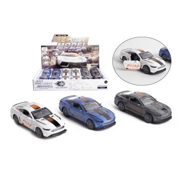 KOVOVÉ AUTO V MIERKE 1:32, ZOTRVAČNÍK S OTVÁRACÍMI DVERAMI, BIELE ALEBO MODRÉ ALEBO ŠEDÉ