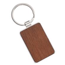 PRÍVESOK NA KĽÚČE, KOVOVÝ, DREVENÁ VLOŽKA, OBDĹŽNIKOVÝ, REKLAMNÝ, GRAVÍROVATEĽNÝ