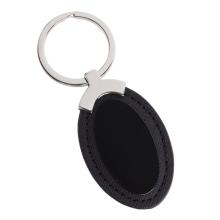 PRÍVESOK NA KĽÚČE, KOV A KOŽENKA, OVÁLNY, ČIERNY