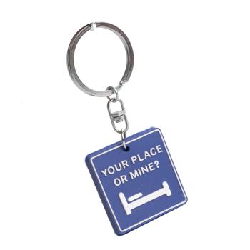 PRÍVESOK NA KĽÚČE "YOUR PLACE OR MINE?" FELIRAT