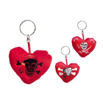 PLYŠOVÝ PRÍVESOK NA KĽÚČE SRDCE, HLAVA SMRTI