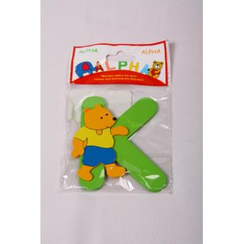 DREVENÝ PÍSMENKOVÝ MEDVEDÍK V SÁČKU "K"