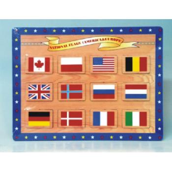 DREVENÉ PUZZLE, VLAJKA A NÁZOV KRAJINY, 12 DIELIKOV