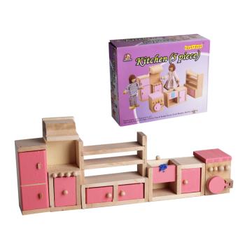 KUCHYNSKÁ SÚPRAVA DREVENÉHO NÁBYTKU PRE BÁBIKY, 5 KUSOV