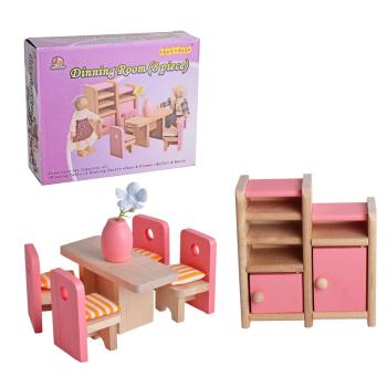 DREVENÝ DETSKÝ NÁBYTOK JEDÁLENSKÝ SET, 8 KUSOV