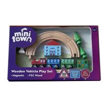 DREVENÁ VLAKOVÁ SÚPRAVA, MINI MESTO, MAGNETICKÁ