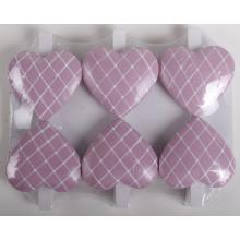 DEKORATÍVNA DREVENÁ PINZETA V SÁČKU, POLYRESINOVÉ SRDCE, MRIEŽKOVANÝ VZOR, RUŽOVÁ FARBA