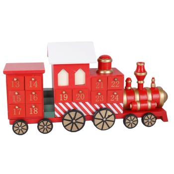 DREVENÝ ADVENTNÝ KALENDÁR, VLÁČIK, ČERVENÝ