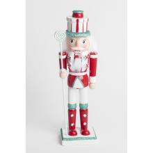 DREVENÝ KRÁĽ ORECHOV S LÍZANKOU, ČERVENÝ/BIELY/TYRKYSOVÝ LESK