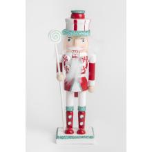 DREVENÝ KRÁĽ ORECHOV S LÍZANKOU, ČERVENÝ/BIELY/TYRKYSOVÝ LESK