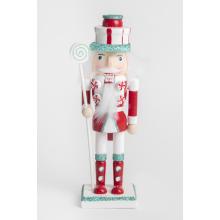 DREVENÝ KRÁĽ ORECHOV S LÍZANKOU, ČERVENÝ/BIELY/TYRKYSOVÝ LESK