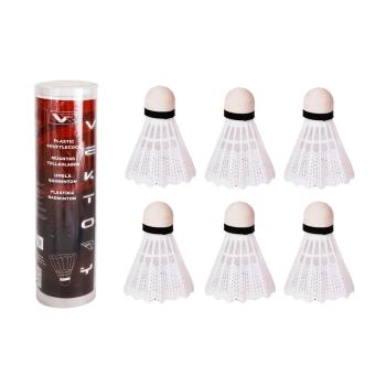 BEDMINTONOVÁ SÚPRAVA, 6 KUSOV, BIELE GUMOVÉ A BIELE PLASTOVÉ PERÁ