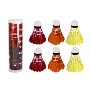 BEDMINTONOVÁ SÚPRAVA, 6 KUSOV, BIELA GUMA A FAREBNÉ PERIE