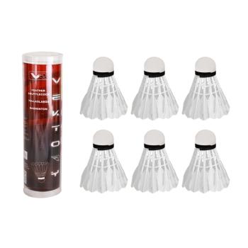 BEDMINTONOVÁ SÚPRAVA, 6 KUSOV, BIELA GUMA A BIELE PERIE