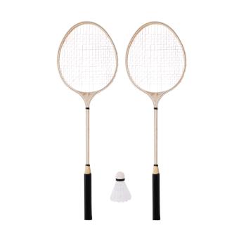 DREVENÁ SADA BEDMINTONOVÝCH RAKIET, 2 RAKETY A 1 LOPTIČKA