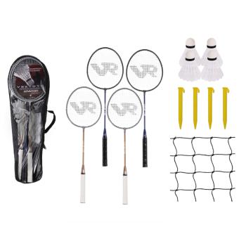 KOVOVÁ BEDMINTONOVÁ SÚPRAVA, 4 RAKETY A 2 LOPTIČKY SO SIEŤOU