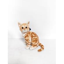 PLYŠOVÁ MAČKA, SEDIACA, ČERVENÁ