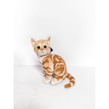 PLYŠOVÁ MAČKA, SEDIACA, ČERVENÁ