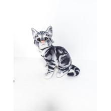 PLYŠOVÁ MAČKA, SEDIACA, SIVÁ