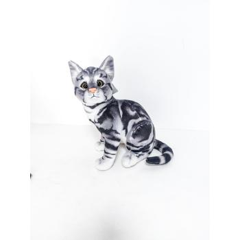 PLYŠOVÁ MAČKA, SEDIACA, SIVÁ