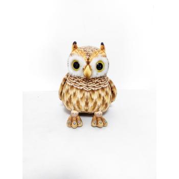 PLYŠOVÁ SOVA, STOJACA, KRÉMOVÁ A HNEDÁ