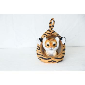 PLYŠOVÝ TIGER SO ZÁVESNÝM DOMČEKOM, HNEDÝ