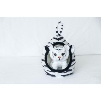 PLYŠOVÝ TIGER SO ZÁVESNÝM DOMČEKOM, BIELY