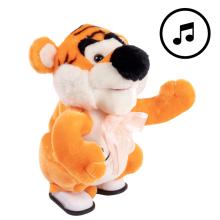 PLYŠOVÝ CHODIACI A HUDOBNÝ TIGER S LOPTOU