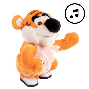 PLYŠOVÝ CHODIACI A HUDOBNÝ TIGER S LOPTOU