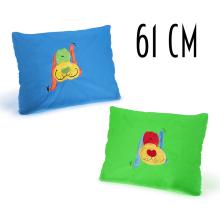 PLYŠOVÁ OBLIEČKA NA VANKÚŠ S VÝŠIVKOU HLAVY PSA, MODRÁ ALEBO ZELENÁ