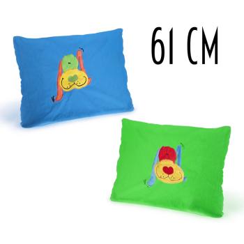 PLYŠOVÁ OBLIEČKA NA VANKÚŠ S VÝŠIVKOU HLAVY PSA, MODRÁ ALEBO ZELENÁ