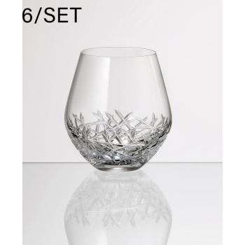 SADA KRIŠTÁĽOVÝCH POHÁROV NA BRANDY, 6 KUSOV, GRAFFITI