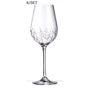 SADA KRIŠTÁĽOVÝCH POHÁROV NA ČERVENÉ VÍNO, 6 KUSOV, GRAFFITI